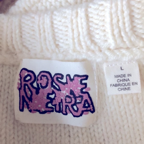 Anthropologie/Rosie Neira Botanical Chunky Knit Design Wool Sweater - Picture 5 of 8